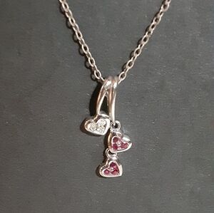 10k White Gold Diamond & Ruby Heart Pendant on 925 Chain